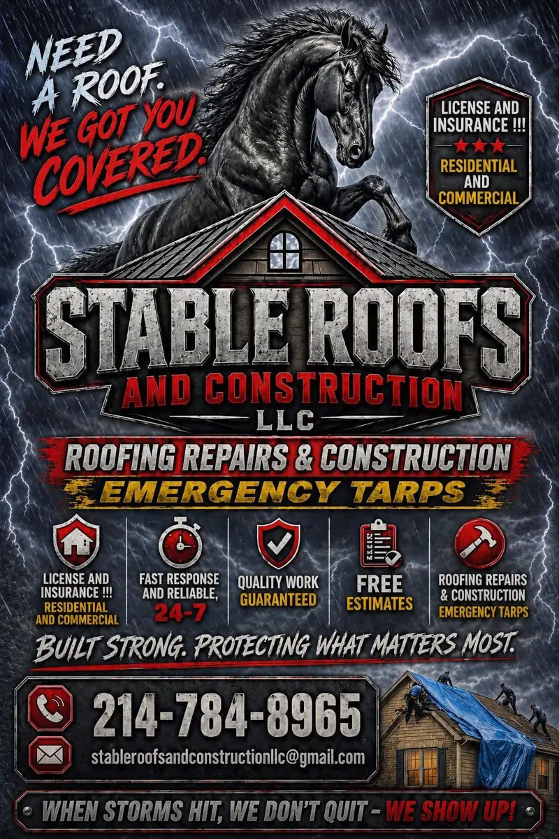 Stable Roofs flyer: Need a roof? We got you covered